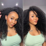 Curly Half Wig Human Hair Wigs 200% Half Wig Kinky Curly Human Hair Wigs 3 In 1 Invisible Hairline With Drawstring Seamless