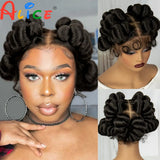 Natural Color 6Inch Transparent Full Lace Braided Wigs Short Cute Handmade Bantu Synthetic Braided Lace Wigs Knotless Braids Wig