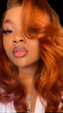 Body Wave Glueless Wigs Human Hair Ginger Orange Short Bob Human Hair Glueless Brazilian Curly Wigs For Woman 6X4HD Lace Closure