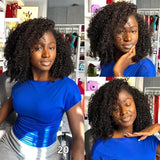 Curly Half Wig Human Hair Wigs 200% Half Wig Kinky Curly Human Hair Wigs 3 In 1 Invisible Hairline With Drawstring Seamless