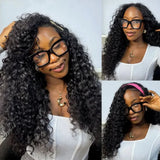 Deep Curly Half Wig Human Hair 250 Density 3 In 1 Seamless Flip Over Half Wigs Human Hair Water Wave Human Hair Drawstring Wigs