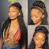 Deep Curly Half Wig Human Hair 250 Density 3 In 1 Seamless Flip Over Half Wigs Human Hair Water Wave Human Hair Drawstring Wigs