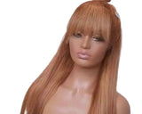 Hidden Strap Honey Blonde Wig With Drawstring 28 and 30inch 360 Transparent Lace Front Human Hair Glueless Wig Ready To Wear With Bang