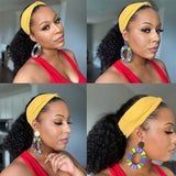 Kinky Curly Headband Wig Human Hair MYLOCKME Curly Human Hair Wigs for Women Full Machine Wig 180% Density