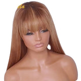 Hidden Strap Honey Blonde Wig With Drawstring 28 and 30inch 360 Transparent Lace Front Human Hair Glueless Wig Ready To Wear With Bang