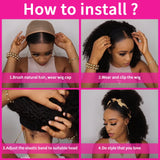 Kinky Curly Headband Wig Human Hair MYLOCKME Curly Human Hair Wigs for Women Full Machine Wig 180% Density