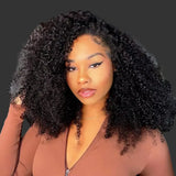 Geeta Half Wigs Human Hair Kinky Curly 3 In 1 Human Hair Wig Seamless Flip Over Half Wig Beginner Friendly Curly Wigs