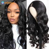 Half Wig Body Wave 250 Density U Part Wig With Elastic Drawstring Wigs for Women on Sale No Glue Side Part