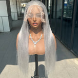 Silver Grey 13X4 Lace Front Human Hair Wigs Grey Colored HD Lace Frontal Wigs Human Hair Straight 13x4 Lace Front Wig