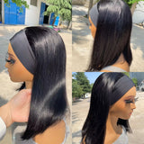 Headband Human Hair Wigs Straight Headband Wigs Human Hair Glueless Half Wigs Wear and Go