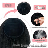 3 In 1 Half Wig Kinky Straight Human Hair Comfortable Fit Invisible Hairline Adjustable Drawstring Wigs for Seamless Hair