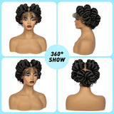 Natural Color 6Inch Transparent Full Lace Braided Wigs Short Cute Handmade Bantu Synthetic Braided Lace Wigs Knotless Braids Wig