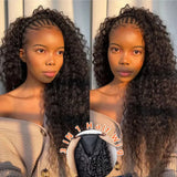 Kinky Curly Human Hair Half Wig Machine Made Headband Wig Upgrade 3 IN 1 Half Wig With Drawstring Seamless Clips Wig For Women