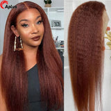 Reddish Brown Wig Kinky Straight Human Hair Wigs Curly Front 13x4 and 4x4 Hd Lace Frontal Wig Glueless Brazilian Wigs