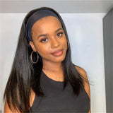 Headband Human Hair Wigs Straight Headband Wigs Human Hair Glueless Half Wigs Wear and Go
