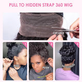 Hidden Strap Honey Blonde Wig With Drawstring 28 and 30inch 360 Transparent Lace Front Human Hair Glueless Wig Ready To Wear With Bang