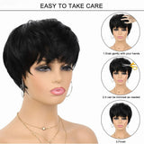 Short Bob Wigs Human Hair Short Pixie Cut Wigs with Bangs None Lace Front Wig Human Hair with Bangs Layered