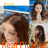 250% Density Body Wave Ombre 4/27 Blonde Colored 4x4 HD Transparent Lace Front Glueless Human Hair Wig Preplucked Ready To Wear