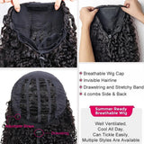 Deep Curly Half Wig Human Hair 250 Density 3 In 1 Seamless Flip Over Half Wigs Human Hair Water Wave Human Hair Drawstring Wigs