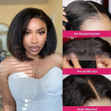 Brazilian Kinky Straight Bob Wigs Brazilian Human Hair Lace Front Part Wigs Pre Plucked Short Lace Wigs For Women