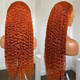 Ginger Orange 13x6 Transparent Deep Wave Hd Lace Frontal Wig Colored 4x4 Lace Front Wig Water Curly Human Hair Wigs Pre Plucked
