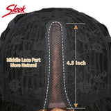 Sleek Remy Brazilian Straight Lace Bob Wigs Short Lace Part Human Hair Wigs 200% Density Nature Black Dark Human Hair Wigs