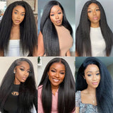 180% Half Wigs Human Hair Kinky Straight Machine Made Wig Upgrade 3 IN 1 Half Wig With Drawstring Seamless Clip Ins Flip Over