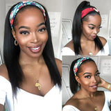 Headband Human Hair Wigs Straight Headband Wigs Human Hair Glueless Half Wigs Wear and Go