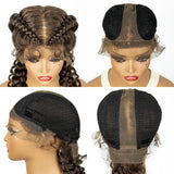 1B/30 Dark Brown Synthetic Lace Frontal Dutch Box Braided Wigs for Women Fishtail Braids Wigs with Baby Hair Cornrow Wigs