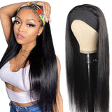 Headband Human Hair Wigs Straight Headband Wigs Human Hair Glueless Half Wigs Wear and Go