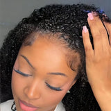 Curly Half Wig Human Hair Wigs 200% Half Wig Kinky Curly Human Hair Wigs 3 In 1 Invisible Hairline With Drawstring Seamless