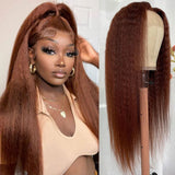 Reddish Brown Wig Kinky Straight Human Hair Wigs Curly Front 13x4 and 4x4 Hd Lace Frontal Wig Glueless Brazilian Wigs