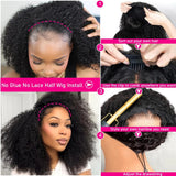 Geeta Half Wigs Human Hair Kinky Curly 3 In 1 Human Hair Wig Seamless Flip Over Half Wig Beginner Friendly Curly Wigs