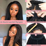 3 In 1 Half Wig Kinky Straight Human Hair Comfortable Fit Invisible Hairline Adjustable Drawstring Wigs for Seamless Hair