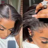 Beautyforever 13X4 Pre Bleached Tiny Knots Yaki Straight Bob Glueless Wig Human Hair Wear and Go HD Lace Front Human Hair Wig