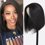 Beautyforever 13X4 Pre Bleached Tiny Knots Yaki Straight Bob Glueless Wig Human Hair Wear and Go HD Lace Front Human Hair Wig