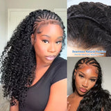 180% Half Wigs Human Hair Kinky Straight Machine Made Wig Upgrade 3 IN 1 Half Wig With Drawstring Seamless Clip Ins Flip Over