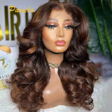 250% Density Body Wave Ombre 4/27 Blonde Colored 4x4 HD Transparent Lace Front Glueless Human Hair Wig Preplucked Ready To Wear